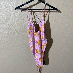 Moana Bikini Pink and Yellow Floral One Piece